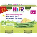Hipp Biologique Mes Premiers Légumes - Haricots verts pommes de terr... les 2 pots de 125 g