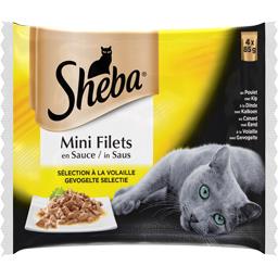 Sheba Pâtée Mini filets en sauce à la volaille pour chat les 4 sachets de 85 g