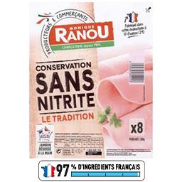 Monique Ranou Jambon Le Tradition conservation sans nitrite la barquette de 8 tranches - 280 g