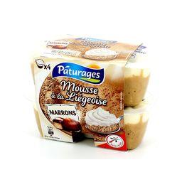 Mousse à la Liégeoise marrons Mousse à la Liégeoise marrons,PATURAGES,les 4 pots de 80 g