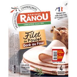 Monique Ranou Filet de poulet doré au four le lot de 2 + 1 barquettes de 4 tranches - 360g