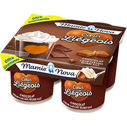 Mamie Nova Gourmand - Dessert Cœur de Liégeois chocolat cœur ca... les 4 pots de 120 g - 