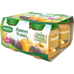 Pots fruits pomme prune Pots fruits pomme prune,BLEDINA,le pack de 4x130 gr