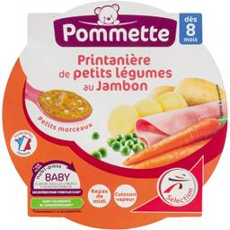 Printanière de légumes et jambon, dès 8 mois Printanière de légumes et jambon, dès 8 mois,POMMETTE,l'assiette de 200g