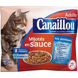 Canaillou Mijotés en sauce aux poissons pour chat adulte les 4 sachets de 100 g
