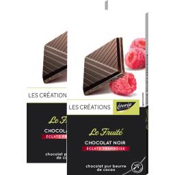 Les Créations Le Fruité chocolat noir éclats framboise la tablette de 100 g