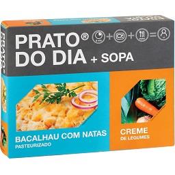 Bacalhau com natas + creme de legumes