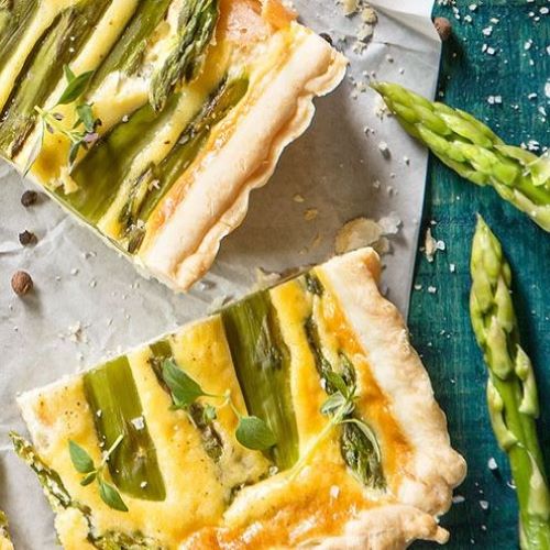 Tarte de espargos, salmão e queijo creme